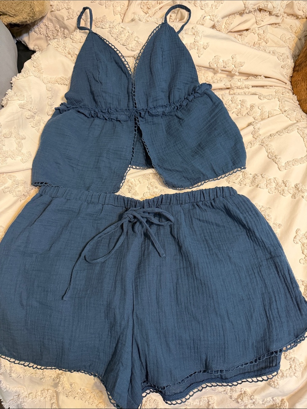 SHEIN Navy Blue Gauze Lounge Set
